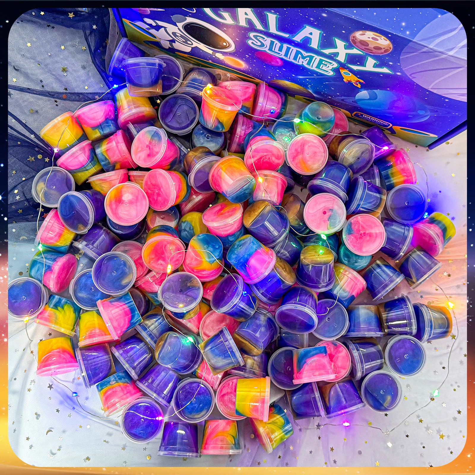 WUHUANIU mini slime cups with colorful swirls provide tactile fun and motor practice.