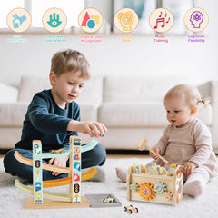 Wuzhineisn car ramp racer inspires active play and visual tracking.