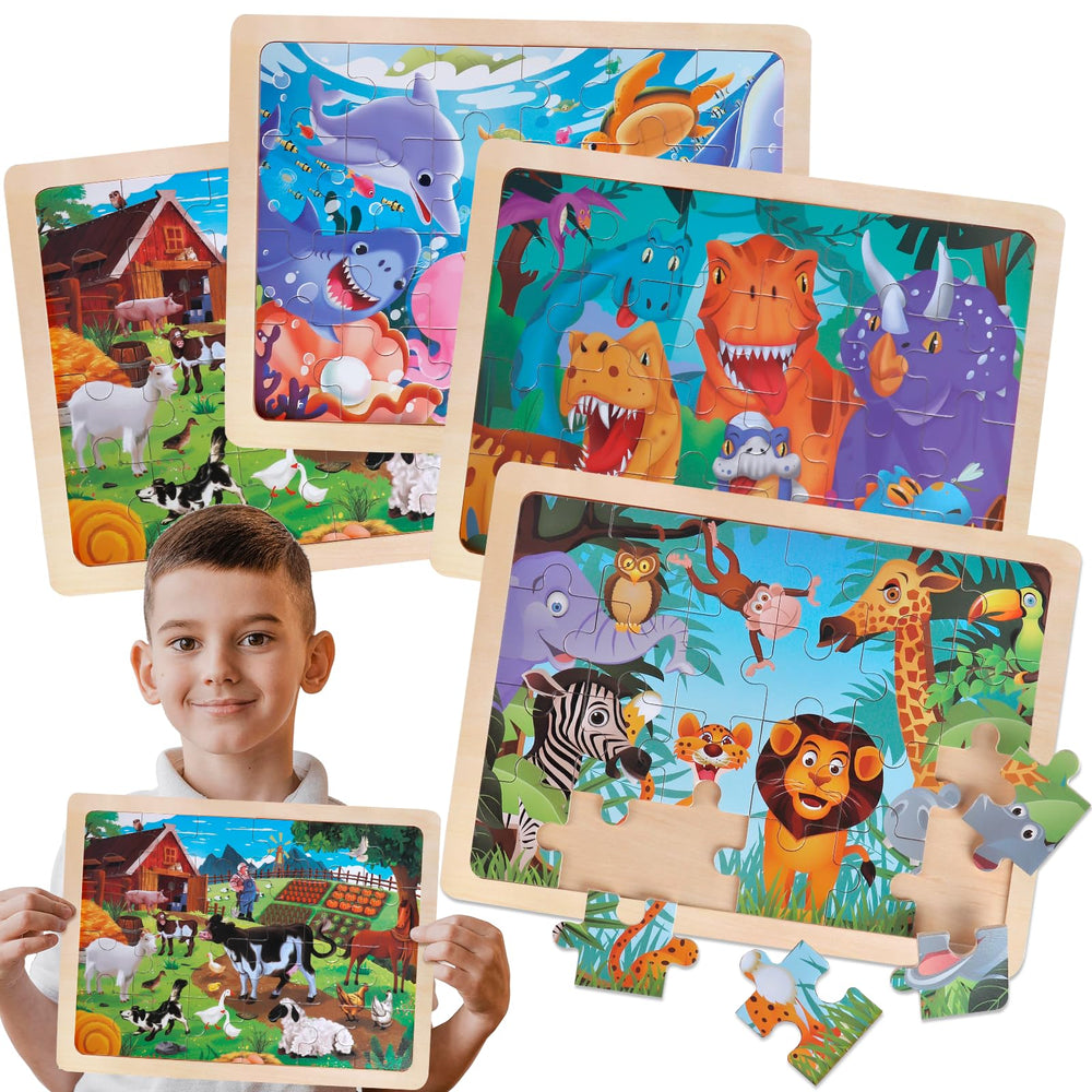 Wuzhineisn dinosaur puzzle wooden – builds hand-eye coordination through engaging dinosaur scenes.