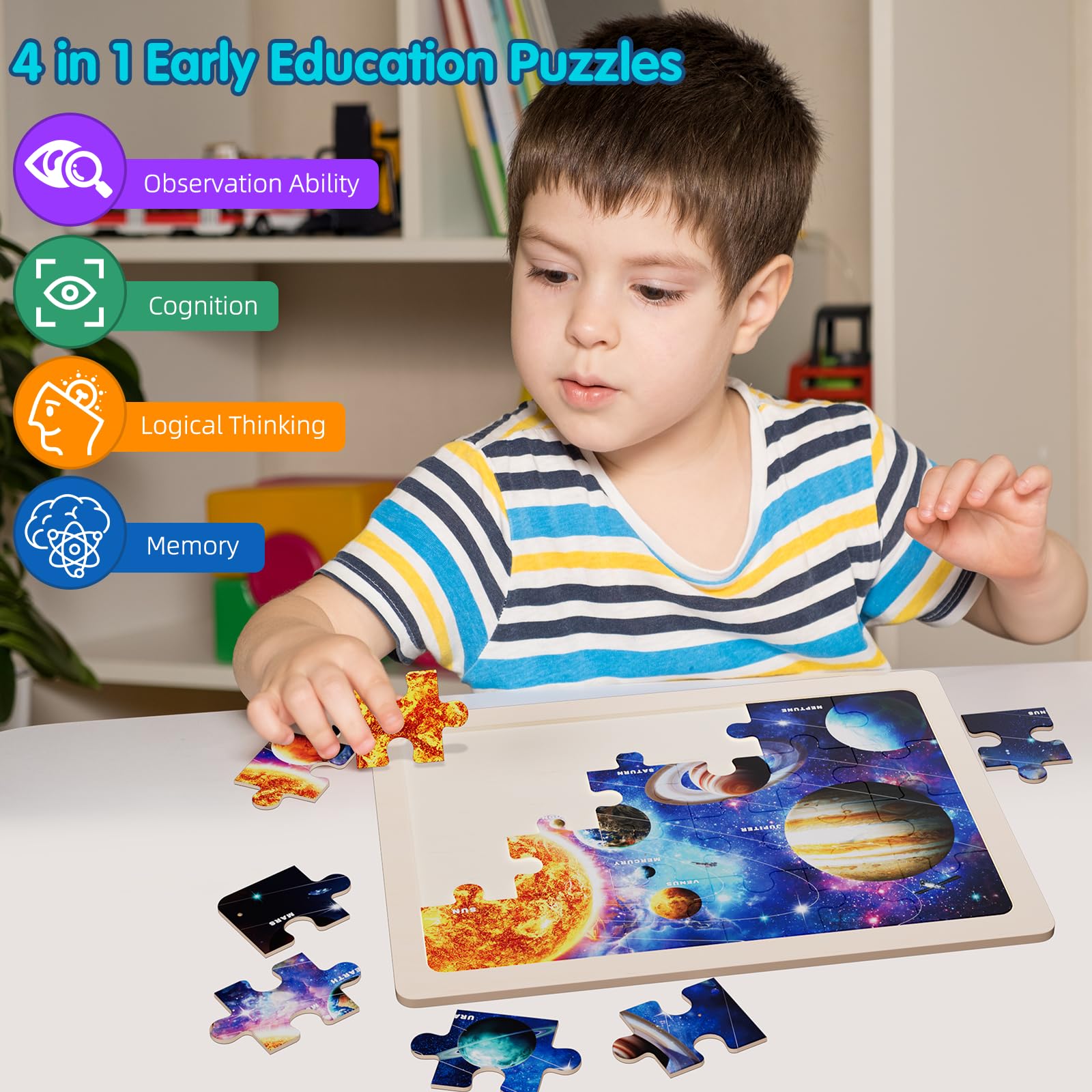 Wuzhineisn Earth puzzle tray showing continents for geography exploration