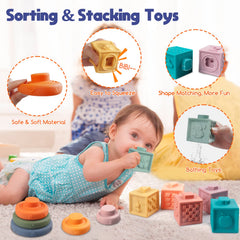 Wuzhineisn sensory bin blocks provide multi-texture play for bath time and discovery