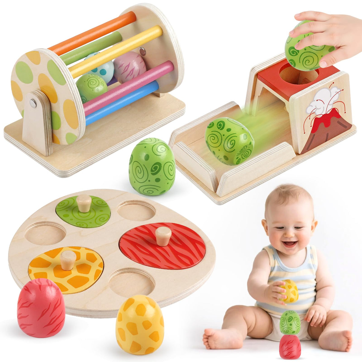 Wuzhineisn Montessori object permanence box promotes early cognitive engagement for infants.