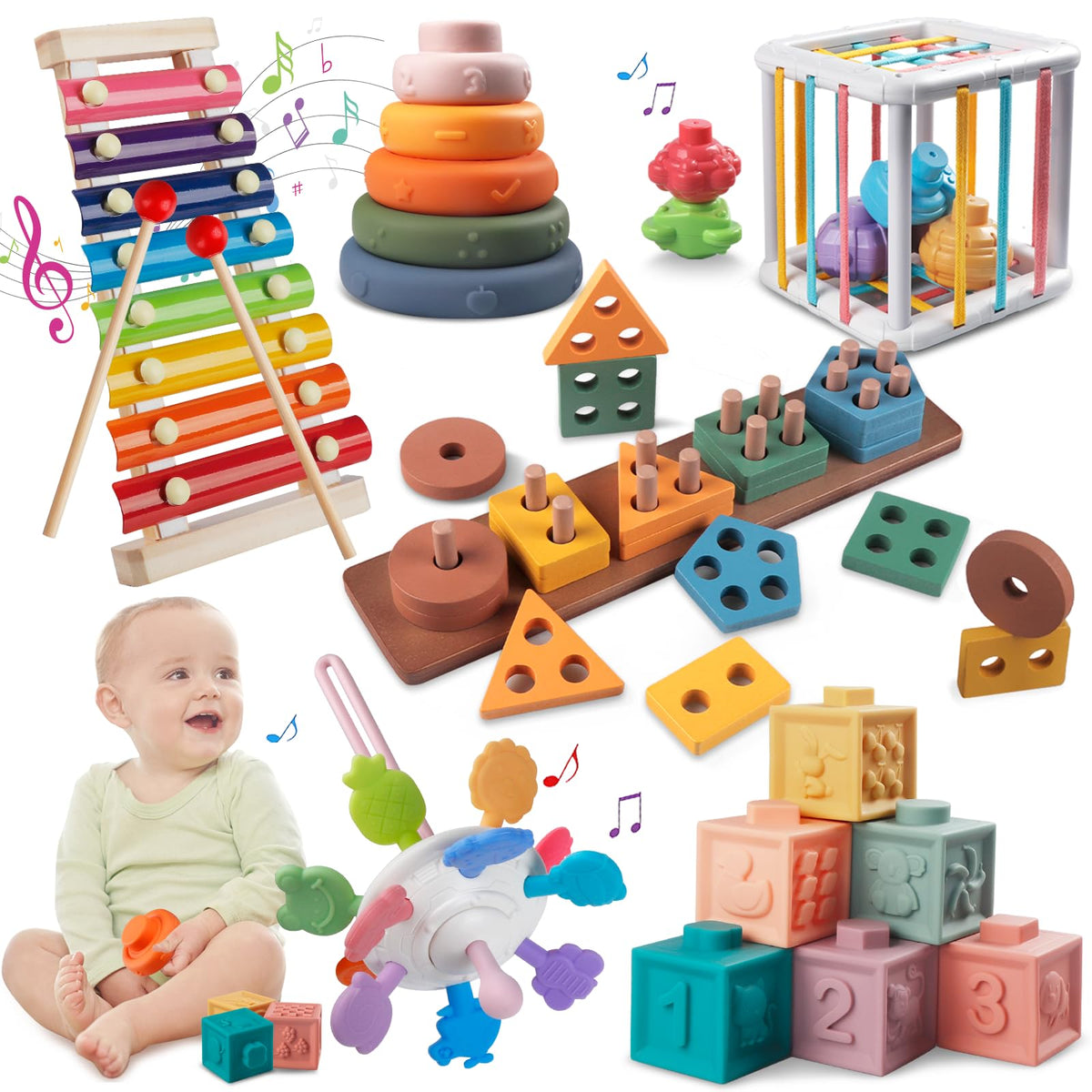 Wuzhineisn Montessori toy blocks building set supports hands-on learning and fine motor skills