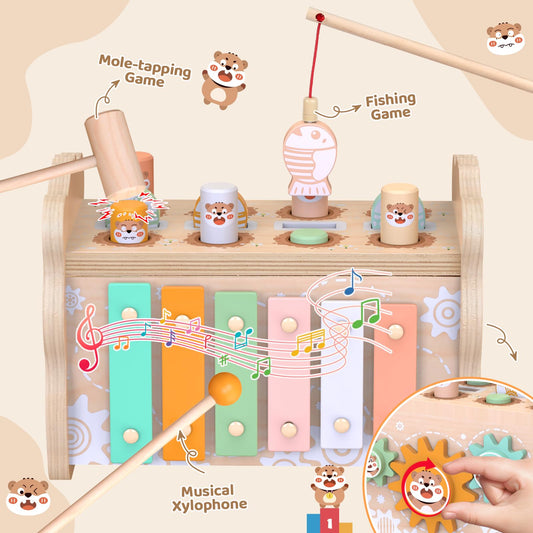 Wuzhineisn pounding hammering toy encourages tactile exploration and cause-effect awareness.