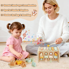 Wuzhineisn sorting and stacking tiles teach shapes, colors, and spatial concepts.