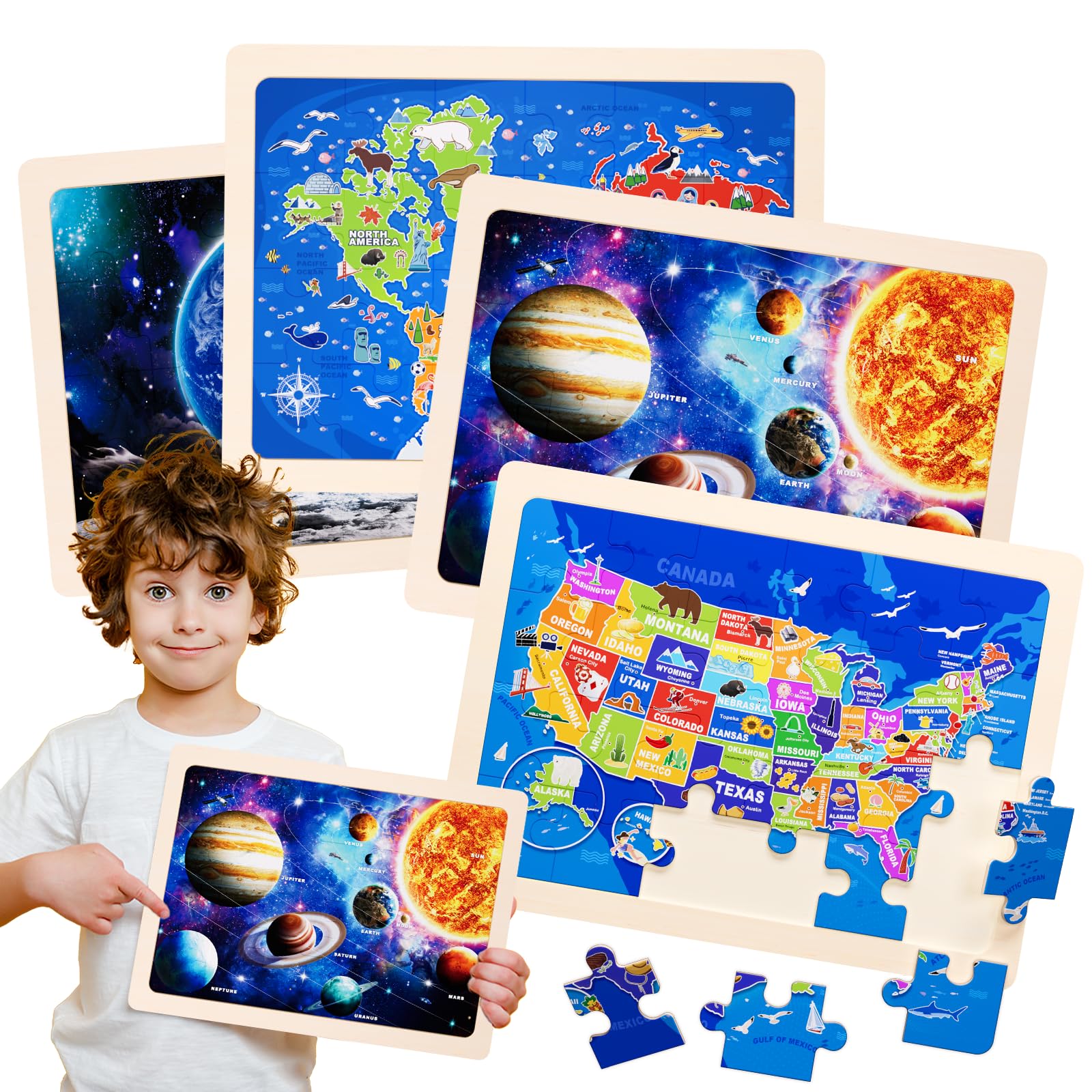 Wuzhineisn Universe puzzle tray with space imagery for fine motor skills and creativity