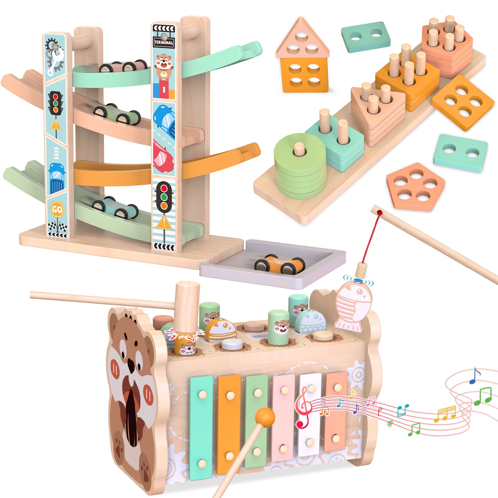 Wuzhineisn wooden Montessori toy set promotes hands-on learning and fine motor skills.