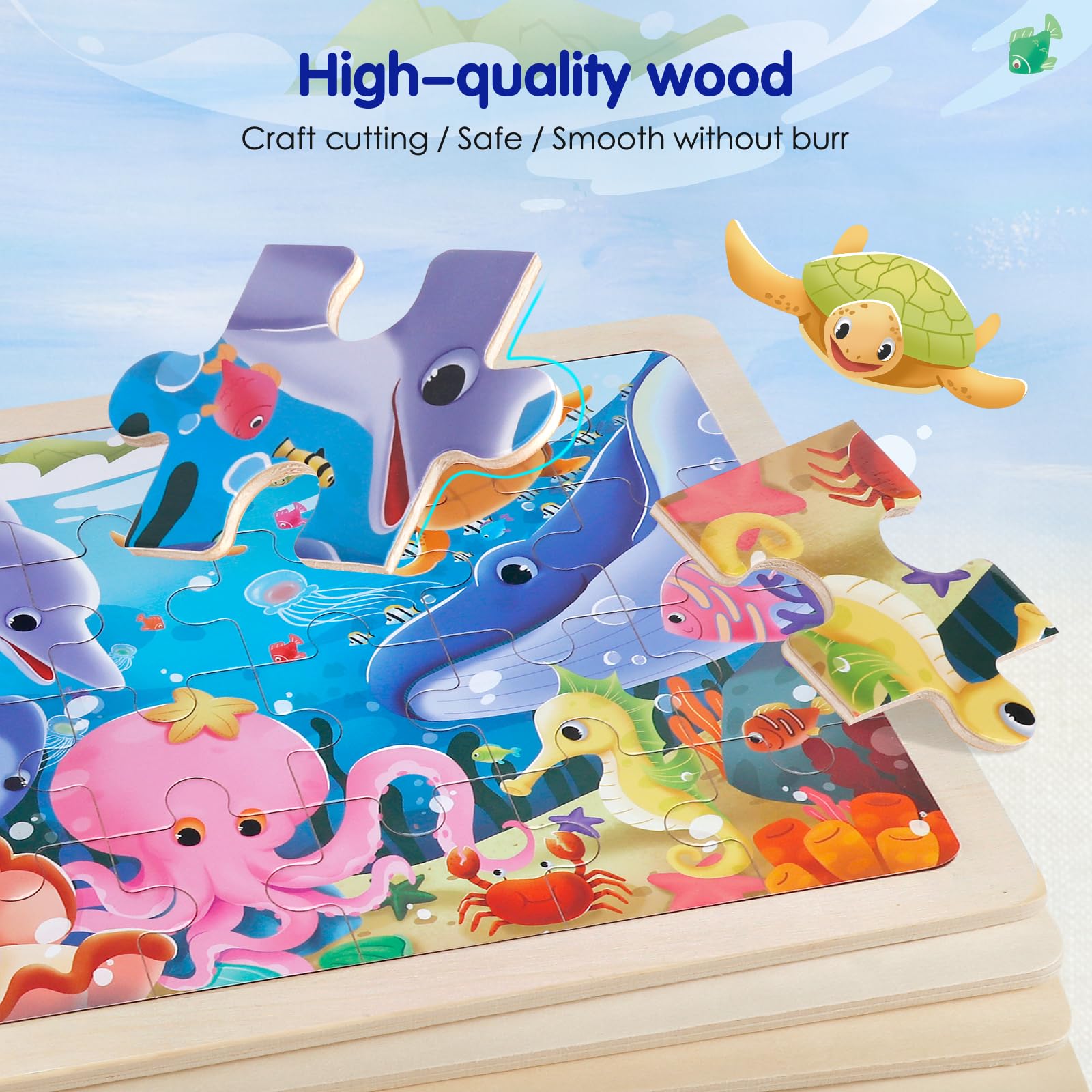 Wuzhineisn wooden puzzle tray – keeps pieces organized for smooth, independent play.