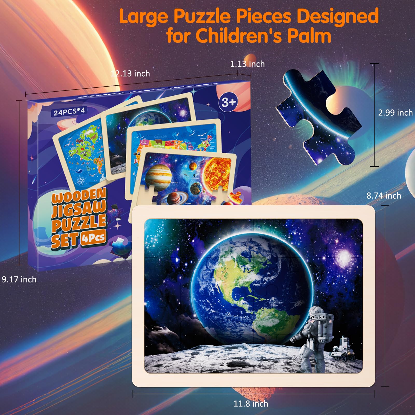 Wuzhineisn Wooden puzzles box organizing four packs for easy storage