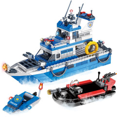 WVINVW city police boat playset sparks imaginative rescue missions