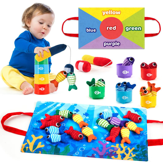 WVYXT toddler fishing set double-sided mat for storage and play.