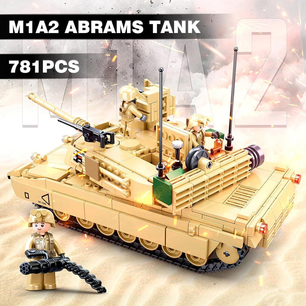 WW2 Army Tank M1A2 kit showing movable tracks for dynamic play.