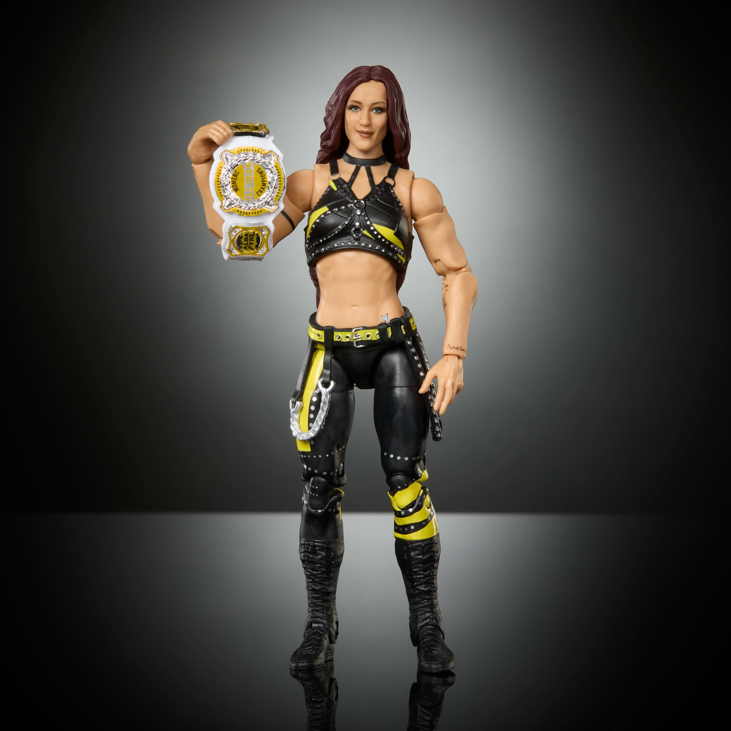 WWE Alba Fyre Elite 121 face-detail highlights lifelike features.
