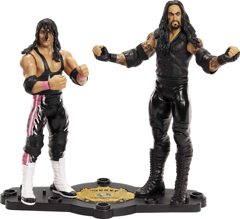 WWE Bret Hart vs Undertaker 2-pack ring-gear close-up for authentic display details.