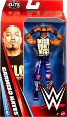 WWE Carmelo Hayes Elite packaging display ready for shelves.