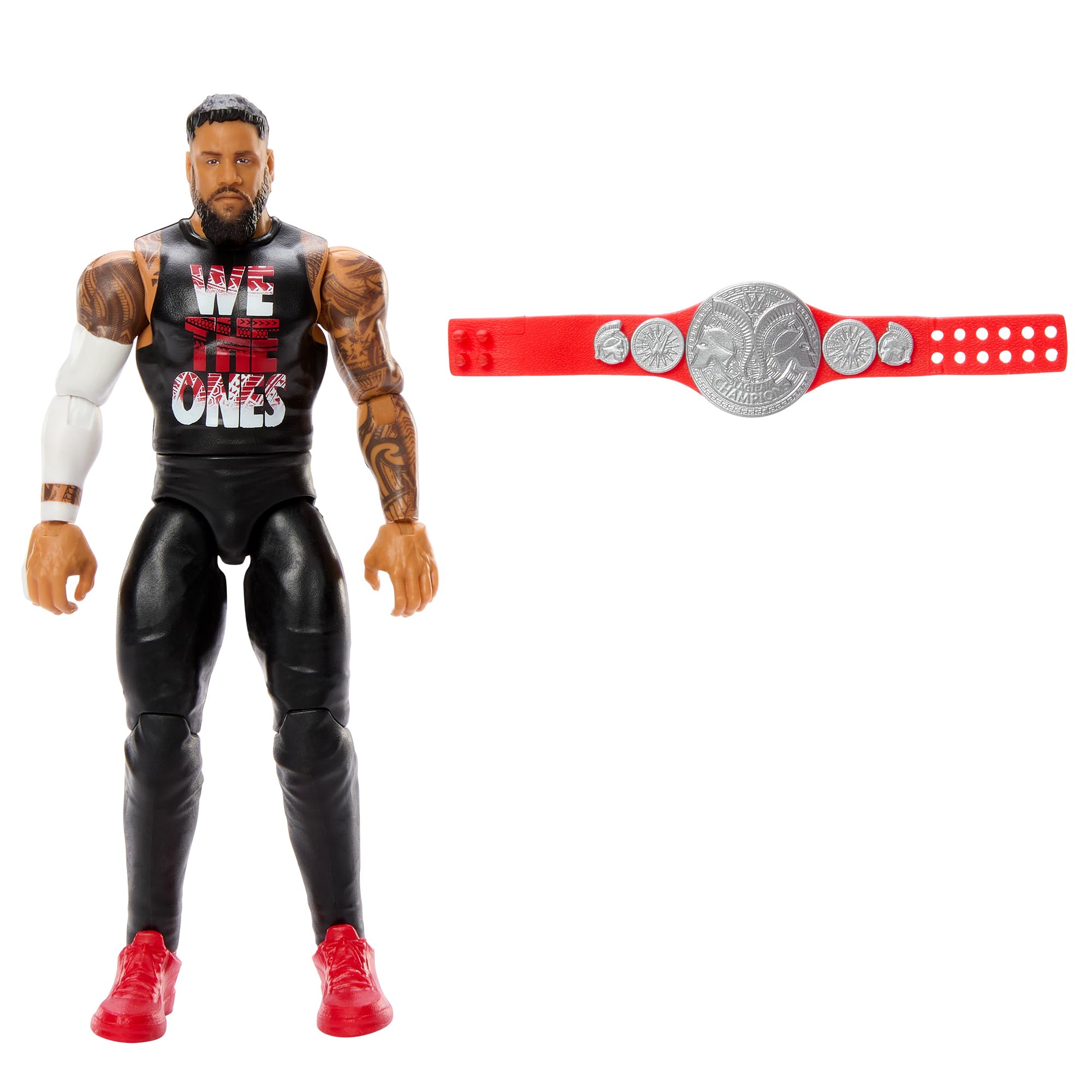 WWE Jey Uso figure with championship belt accessory for reenactments