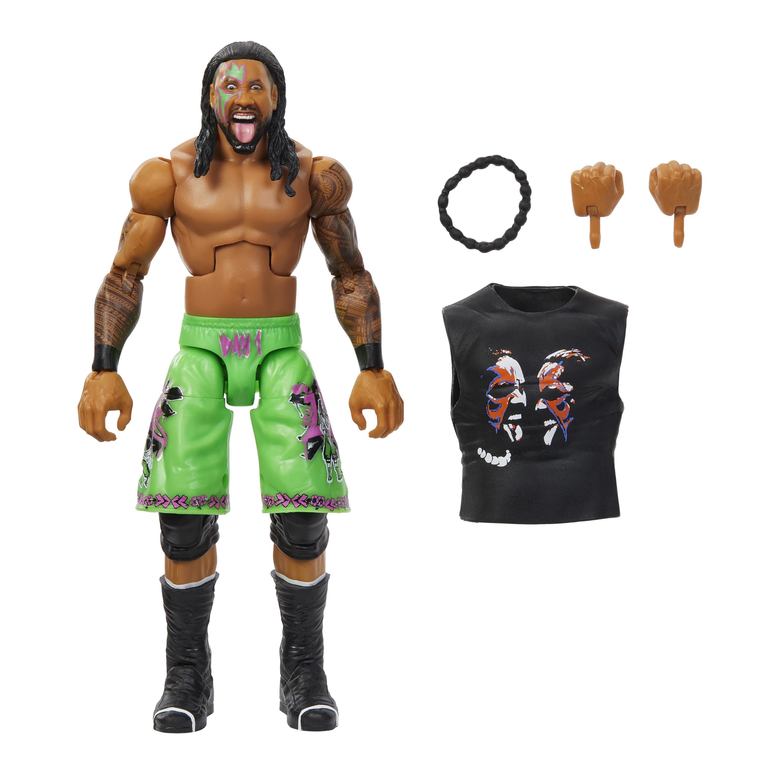 WWE Jimmy Uso Elite Greatest Hits 7 figure in poseable stance for dynamic play.