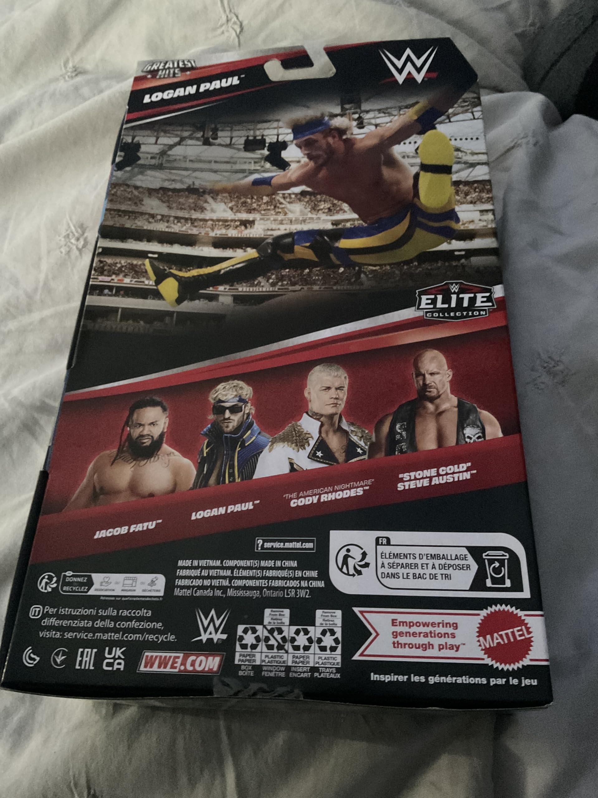 WWE Logan Paul Elite Greatest Hits 9 display-ready figure, ideal for shelf setups.