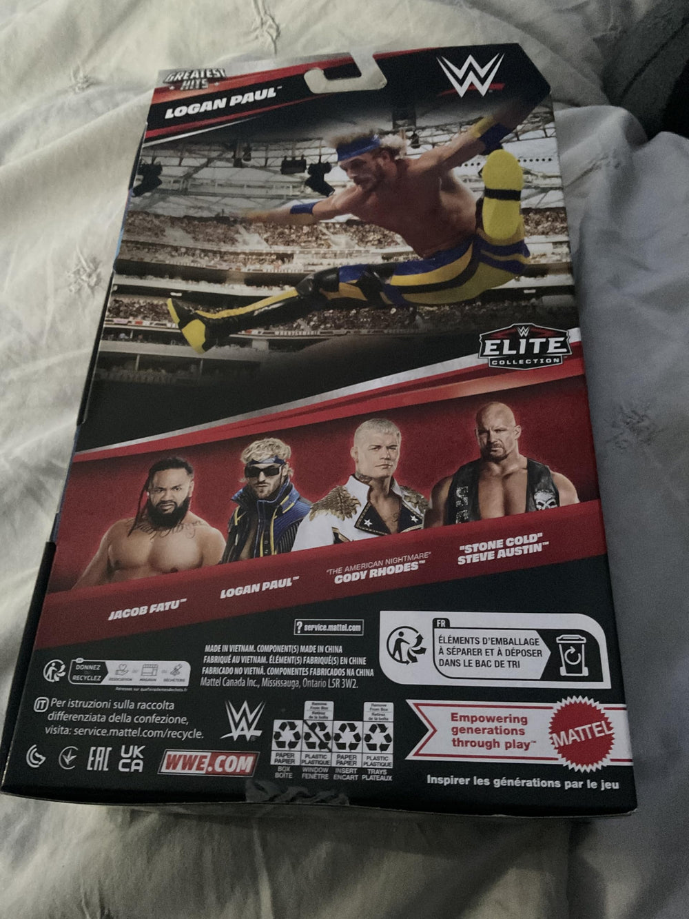 WWE Logan Paul Elite Greatest Hits 9 display-ready figure, ideal for shelf setups.