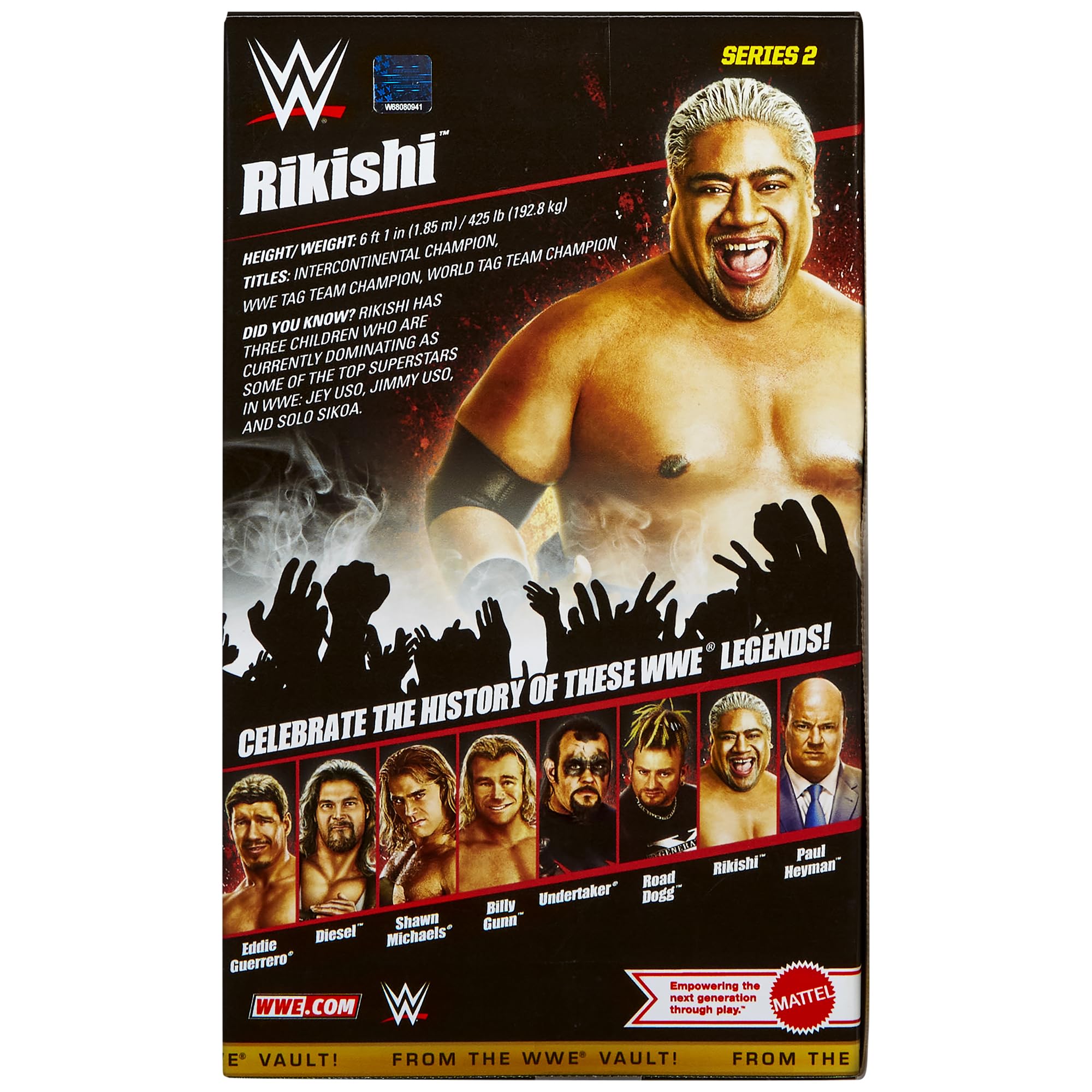 WWE Rikishi packaging from The Vault Ringside Exclusive highlighting collectible packaging