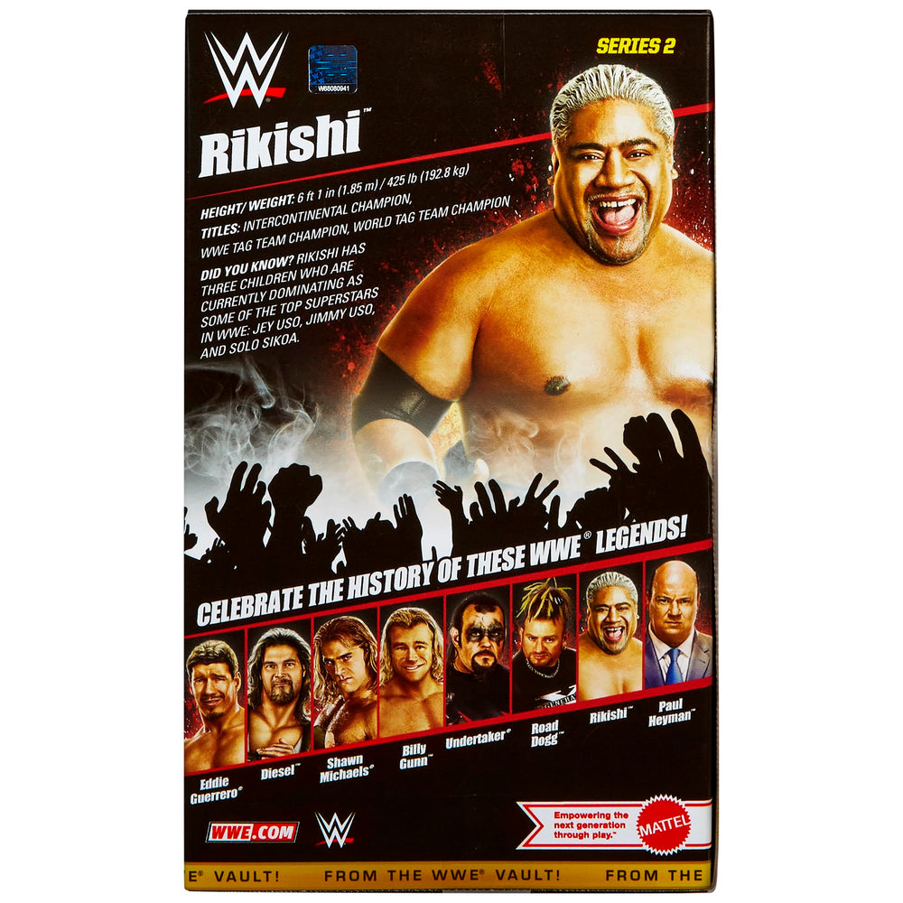 WWE Rikishi packaging from The Vault Ringside Exclusive highlighting collectible packaging