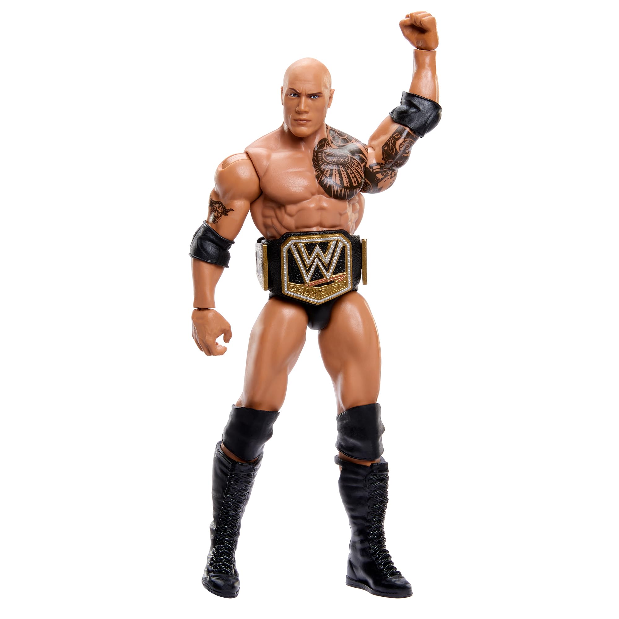 WWE The Rock Main Event Champions 5 figure shown with packaging ideal for gifting