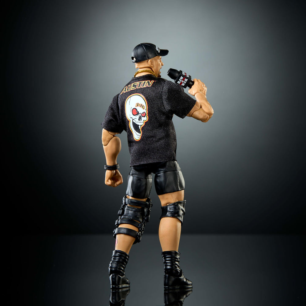 WWE Stone Cold Steve Austin figure back view with swappable hands and gear