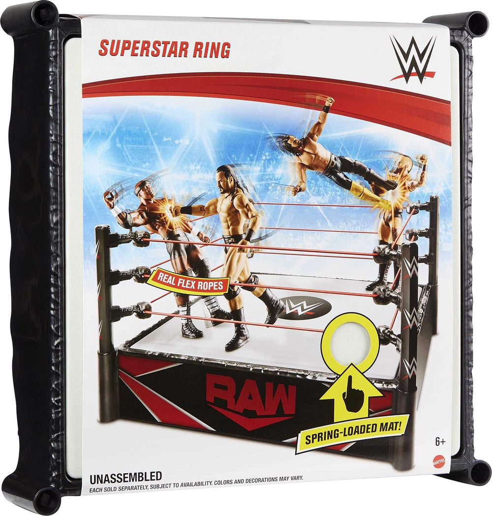 WWE Superstar Ring Spring-Loaded Mat demonstrates extra bounce for slam actions.