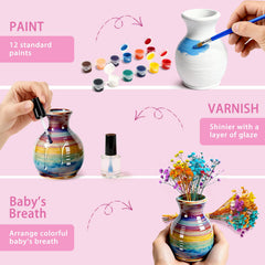 Wwzzey Mini Pottery Wheel with glaze paints for colorful creations