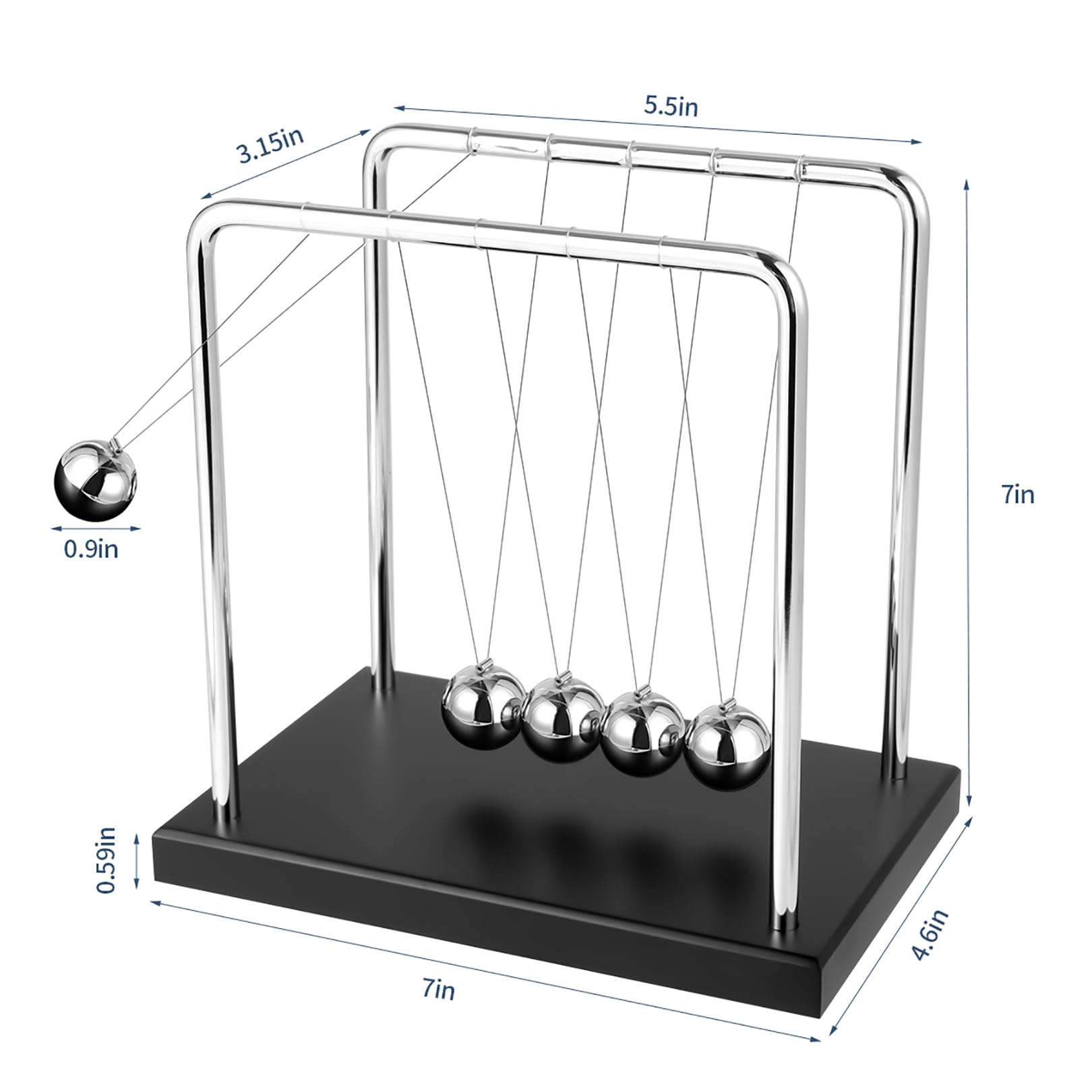 WXBRMCRY Newton's Cradle beads in motion illustrates physics principles in a calm desk setting.