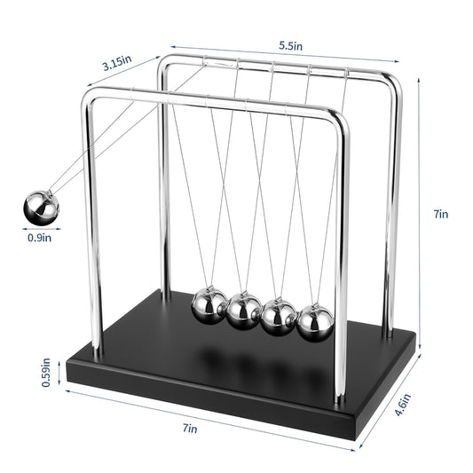 WXBRMCRY Newton's Cradle beads in motion illustrates physics principles in a calm desk setting.