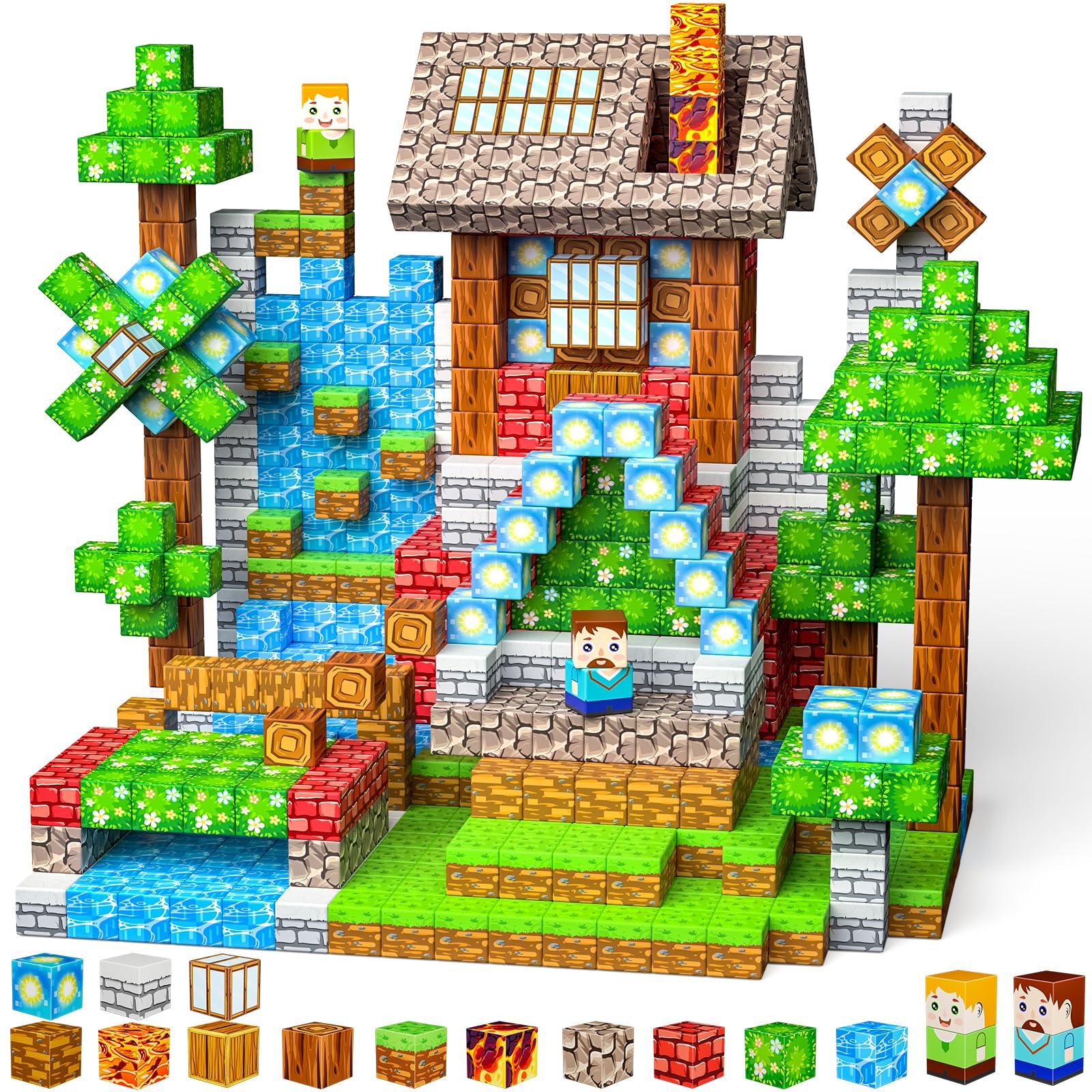 Wxlbr magnetic blocks forest castle set fosters imaginative forest-building play