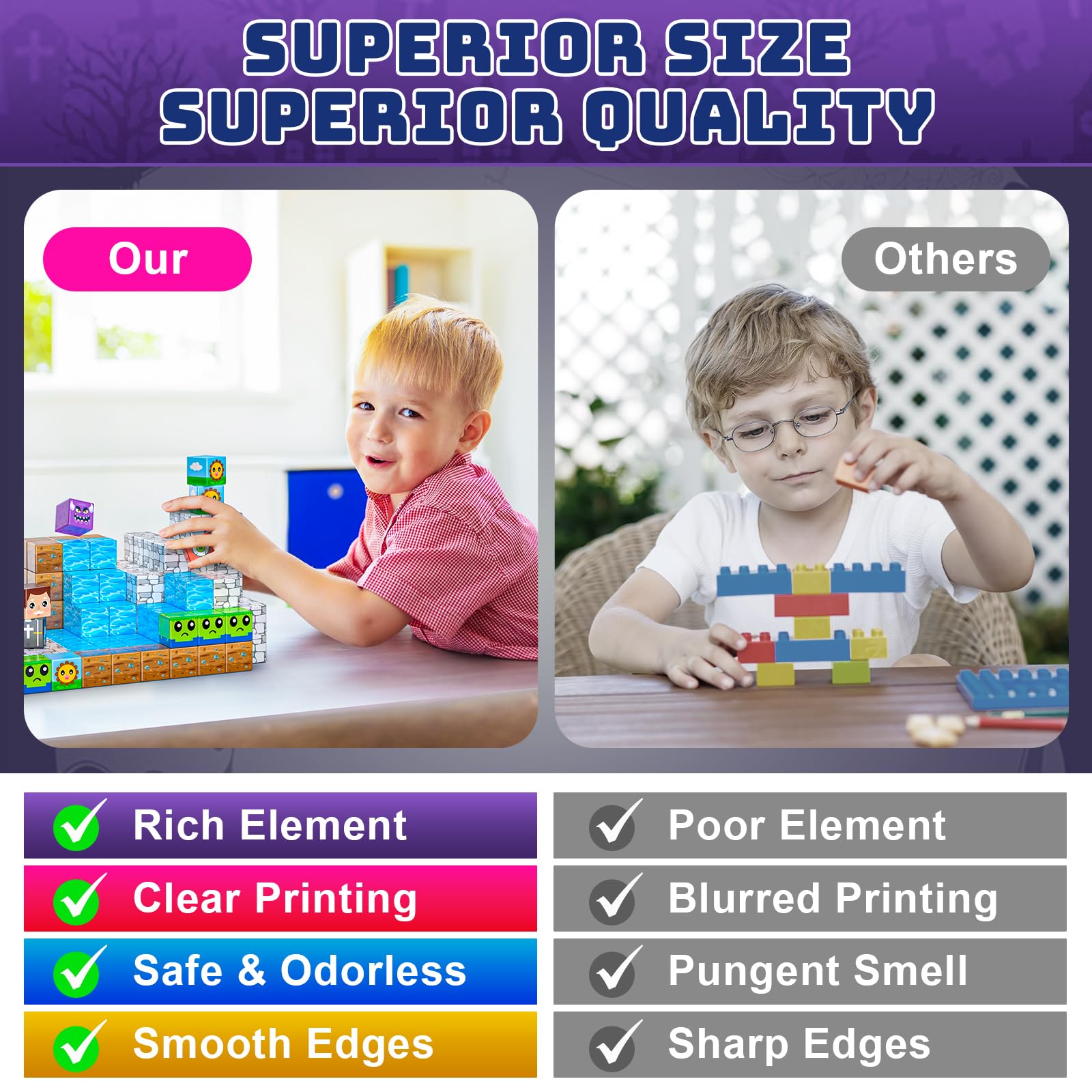 Wxlbr upgraded magnetic blocks sensory prints boost visual stimulation and discovery.