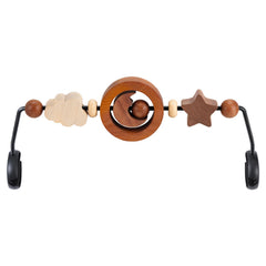 WYFWFDF Toy Bar in natural wood colors with moon and stars for visual stimulation.