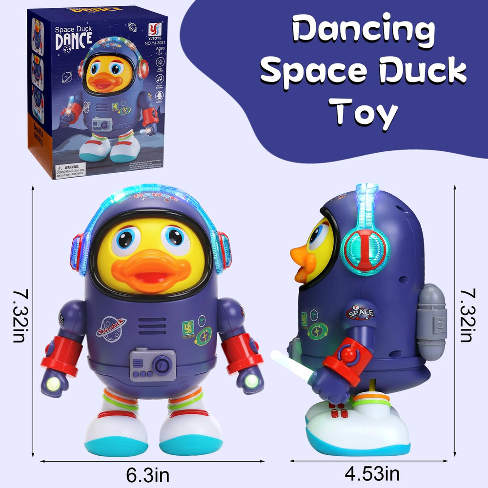 WRYBV space duck toy shows LED lights for visual appeal during play.