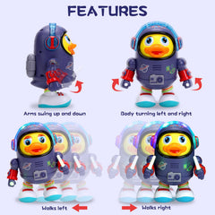 WRYBV space duck toy performs left-right motion during dance play.