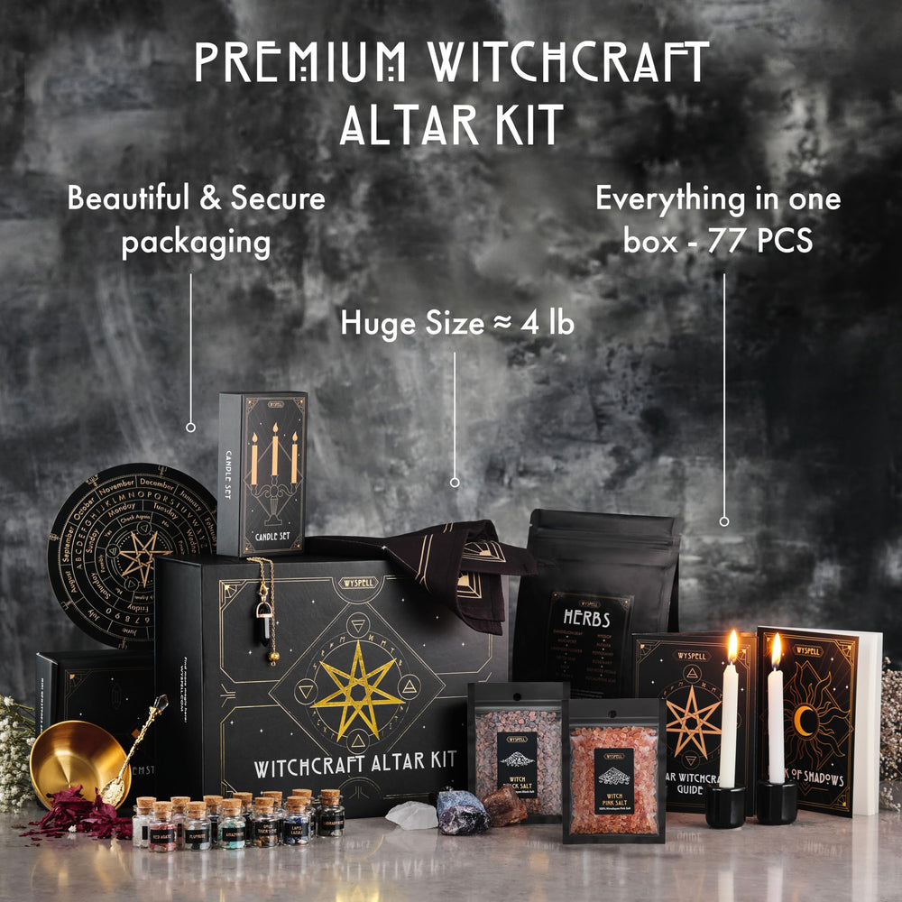 Wyspell 77-piece witch kit crystal jars ready for spellwork practice