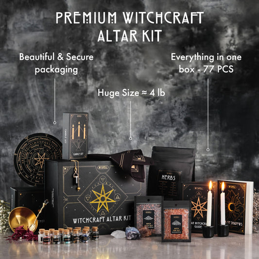 Wyspell 77-piece witch kit crystal jars ready for spellwork practice