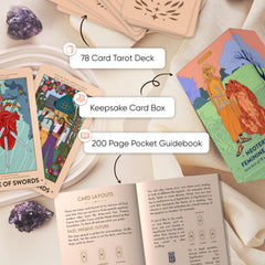 Wyspell borderless cards highlight feminine figures for modern tarot storytelling.