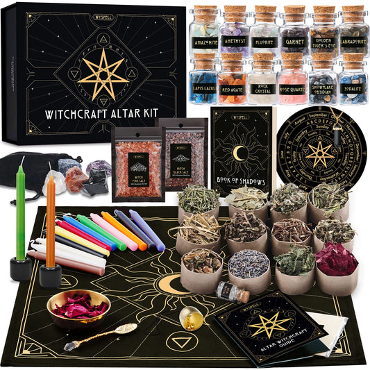 Wyspell large witchcraft kit altar setup with herbs and candles for beginners
