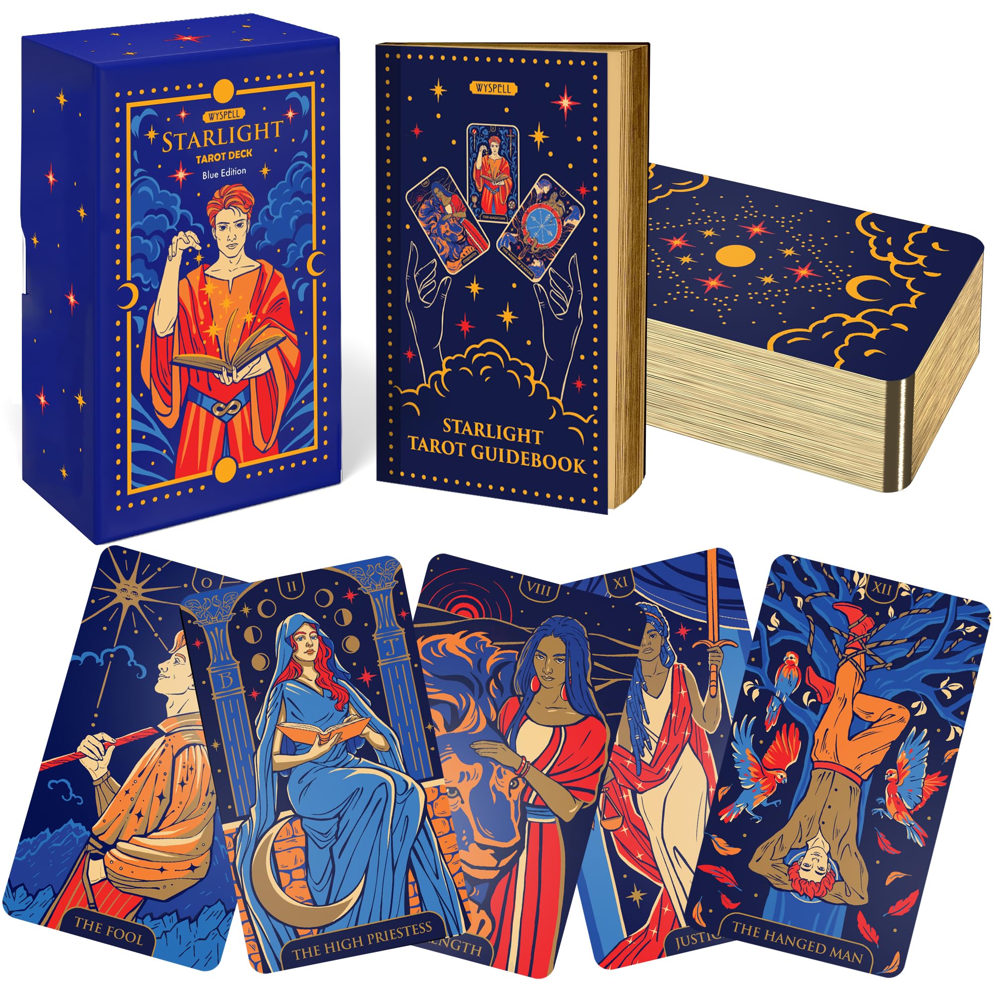 Wyspell Starlight Tarot deck with blue edges offers a premium feel for daily readings.