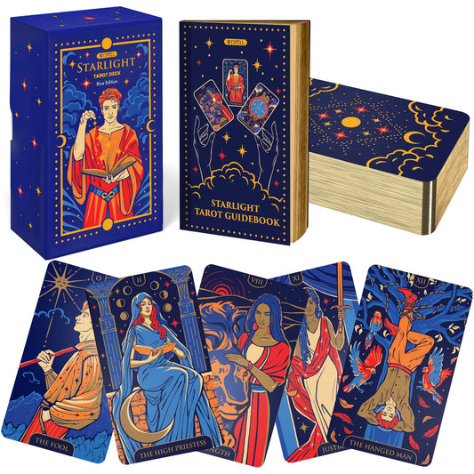 Wyspell Starlight Tarot deck with blue edges offers a premium feel for daily readings.