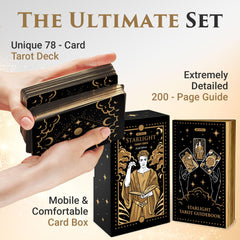 Wyspell Starlight Tarot guide book interior: 200 pages explaining symbols for confidence.