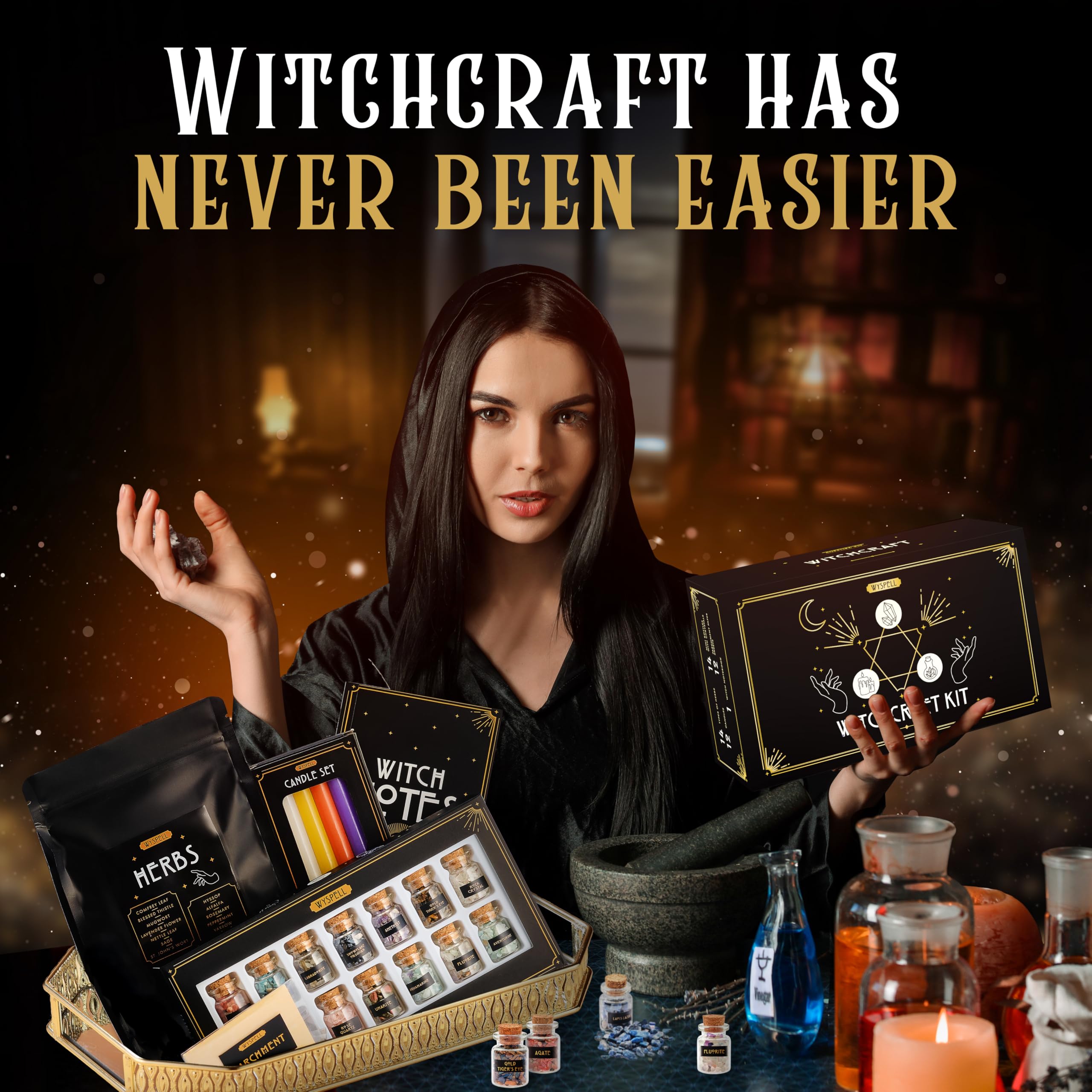 Wyspell altar box gift presenting a complete starter witch kit