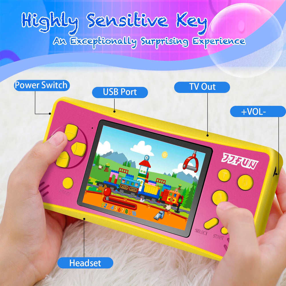 X-JOYKIDS handheld with 168 built-in games for varied, age-appropriate play.