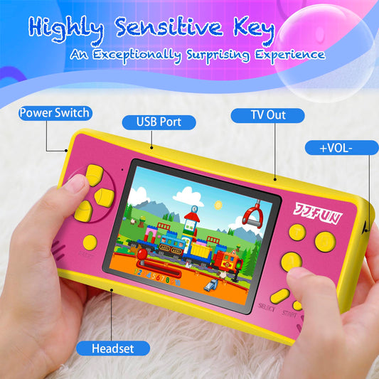 X-JOYKIDS handheld with 168 built-in games for varied, age-appropriate play.