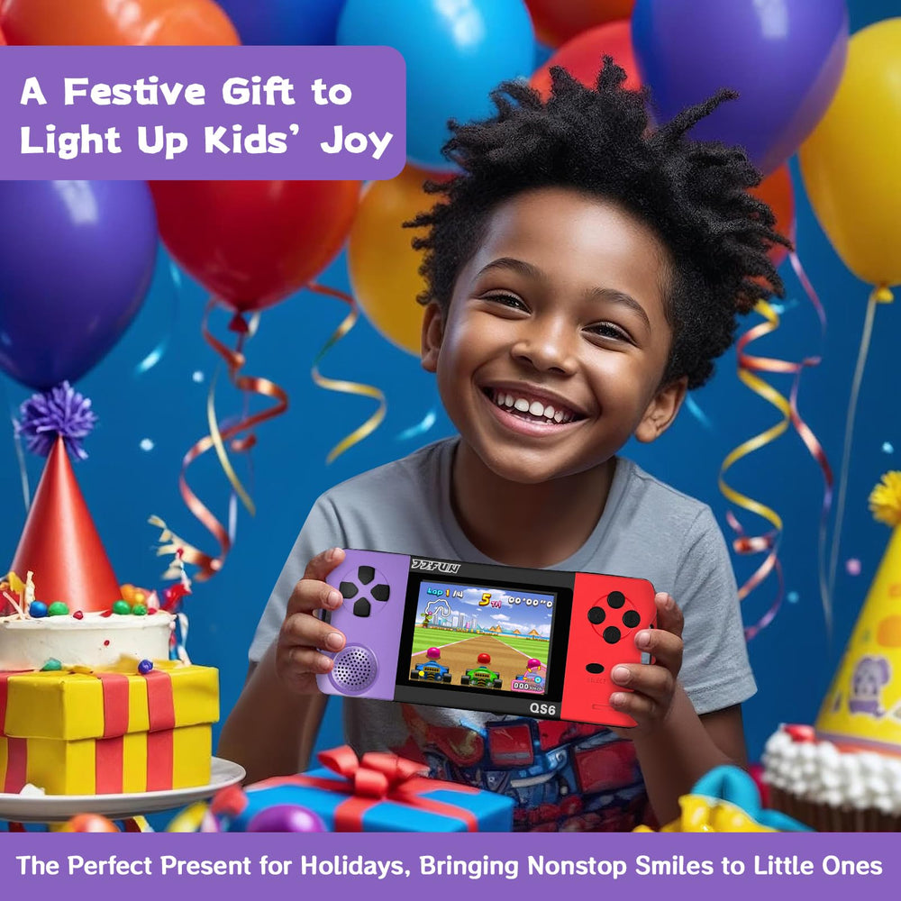 X-JOYKIDS 16Bit portable console shown charging for extended play sessions