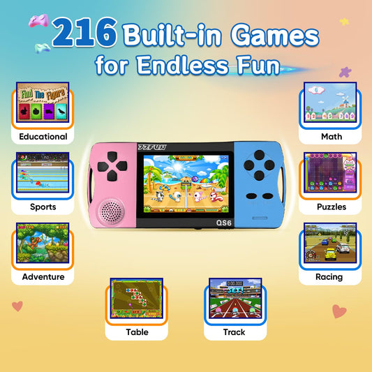 X-JOYKIDS 16Bit handheld IPS display close-up delivers clear visuals for kids