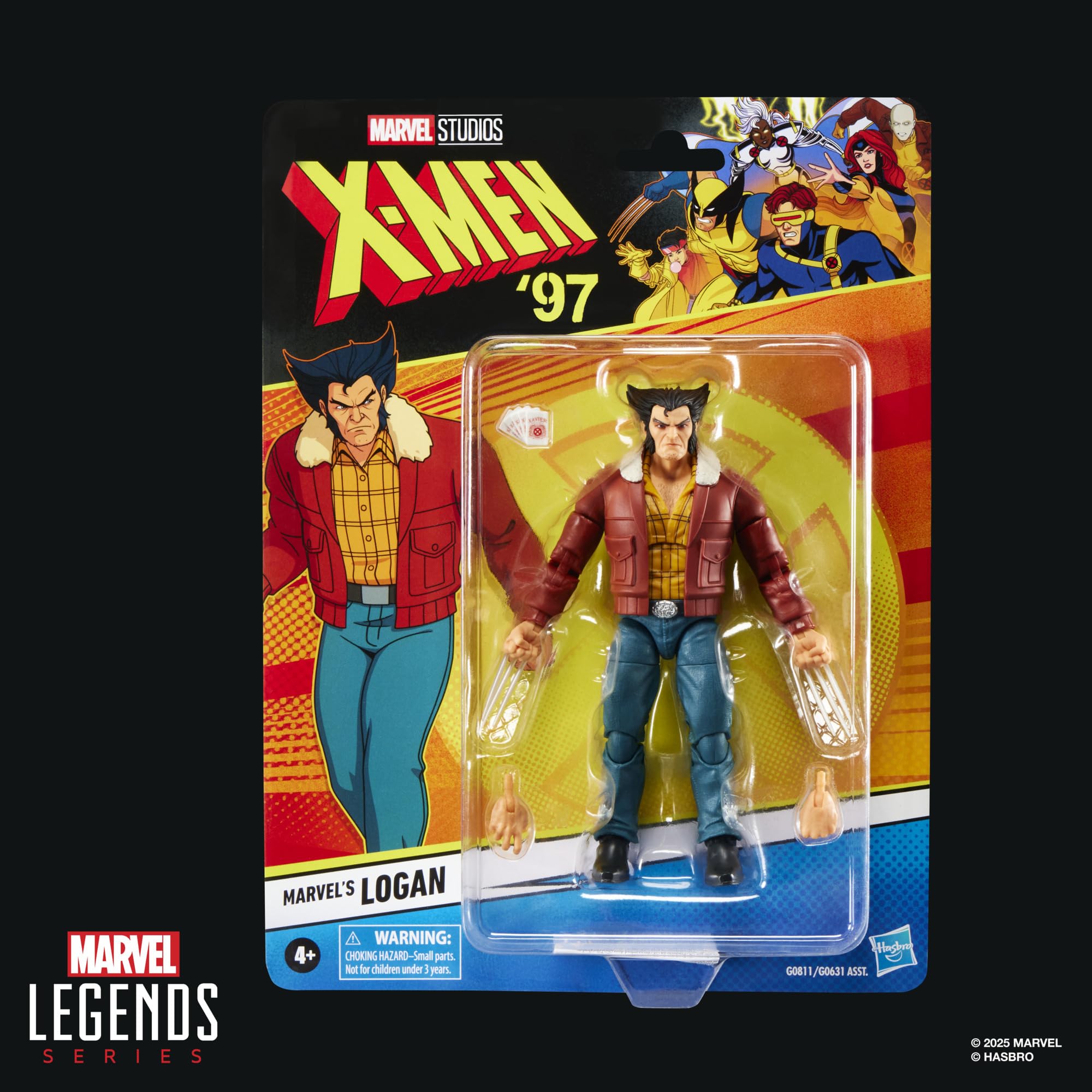 X-Men Logan 97 figure back view with retro blister packaging for display