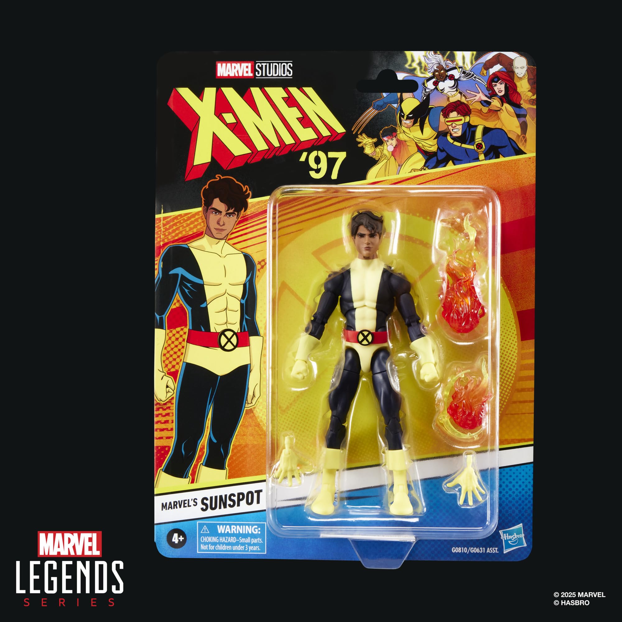 X-Men Sunspot figure side view, shows poseability and silhouette.
